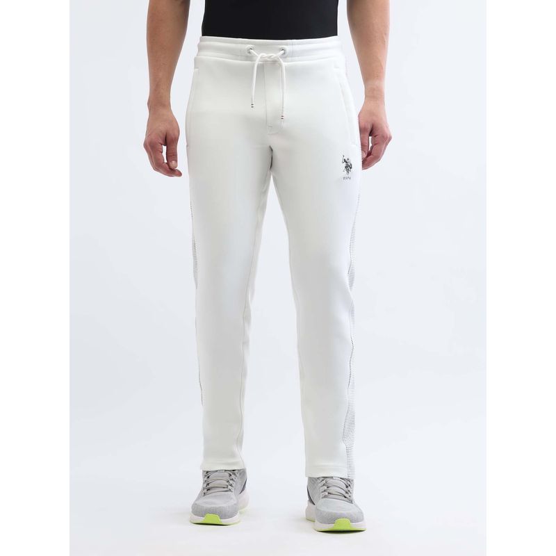 U.S. POLO ASSN. Active Sports Mens Slim Fit Gorpcore White Track Pant (L)