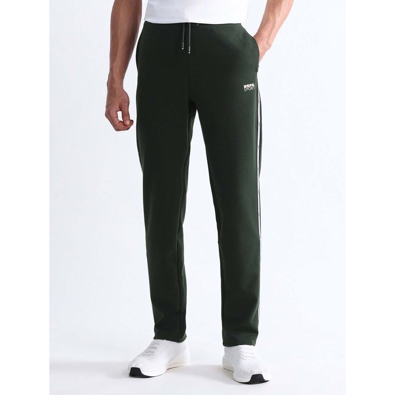 U.S. POLO ASSN. Active Sports Mens Slim Fit Solid Green Track Pant (M)