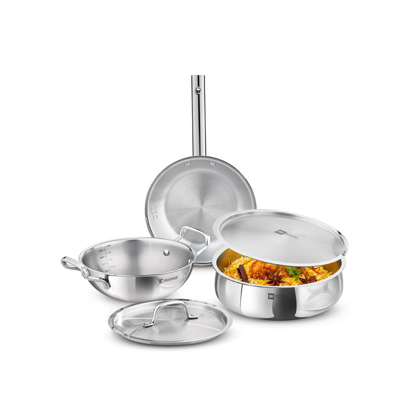 Bergner Silver Tripro BE Essentials 3 Pcs Cookware Set (S)
