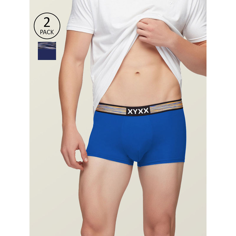 XYXX Men's Intellisoft Antimicrobial Micro Modal Hues Trunk (Pack Of 2) - Blue (XL)