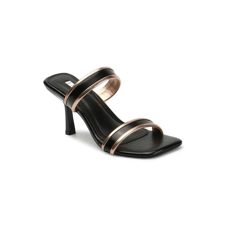 ELLE Womens Fashionable Black Slip On Party Wear Heels (EURO 39)