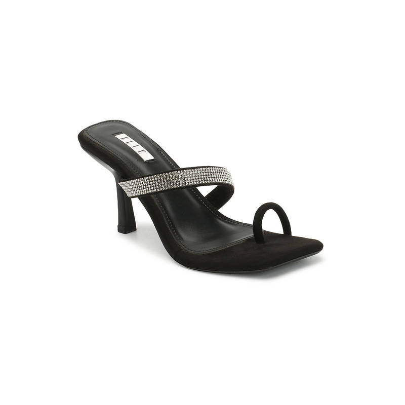 ELLE Womens Black Party Wear Heels (EURO 38)