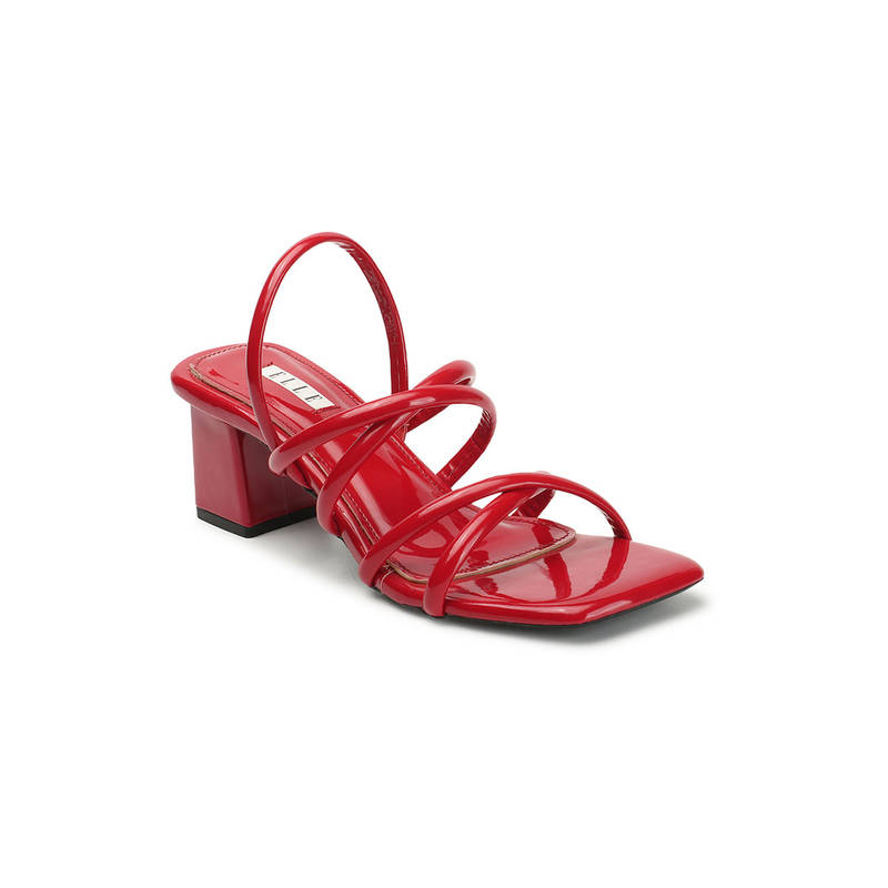 ELLE Womens Fashionable Red Backstrap Party Wear Heels (EURO 39)