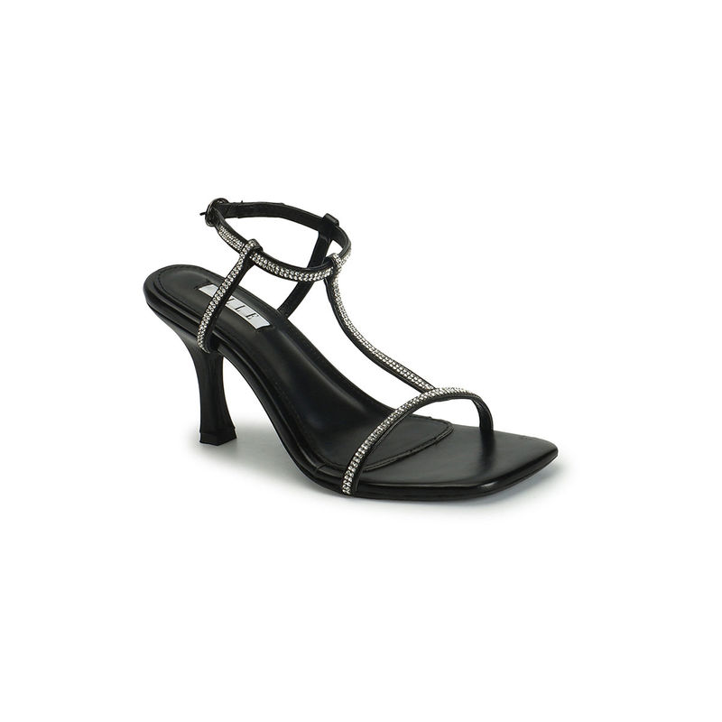 ELLE Fashionable Comfortable Womens Black Ankle Strap Party Wear Heels EURO 36
