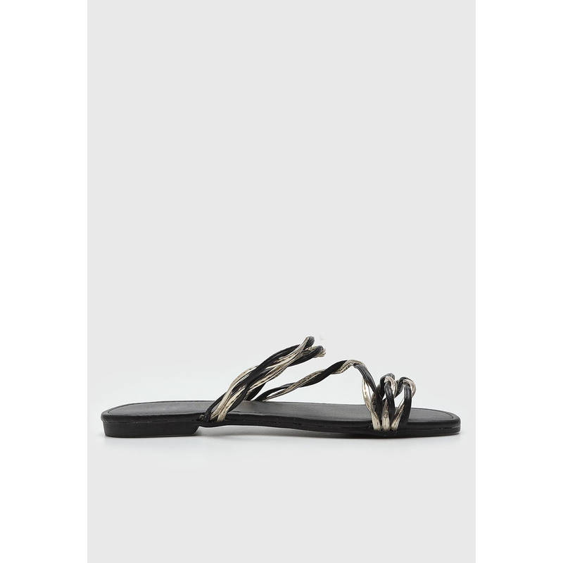 IRUSSH Black N Gold Twisted Flats (EURO 35)