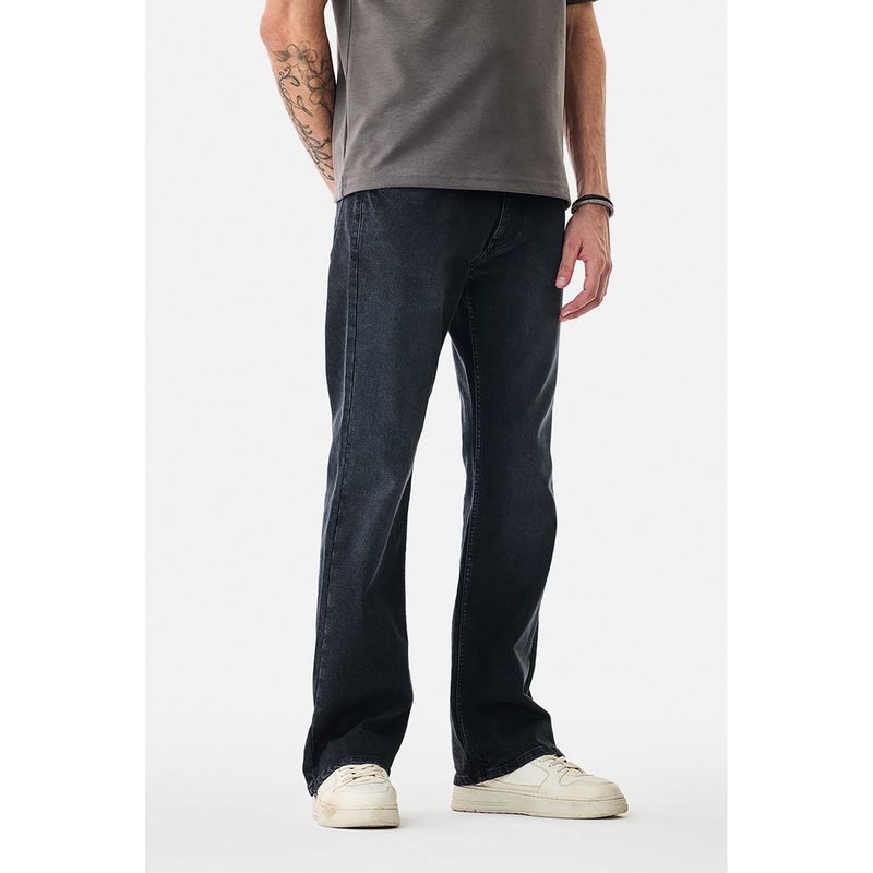 Snitch Blue Washed Bootcut Casual Jeans for Men (30)