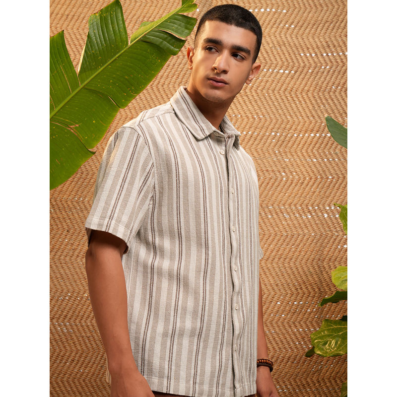 HIGHLANDER Men's Beige Oversized Shirt (L)