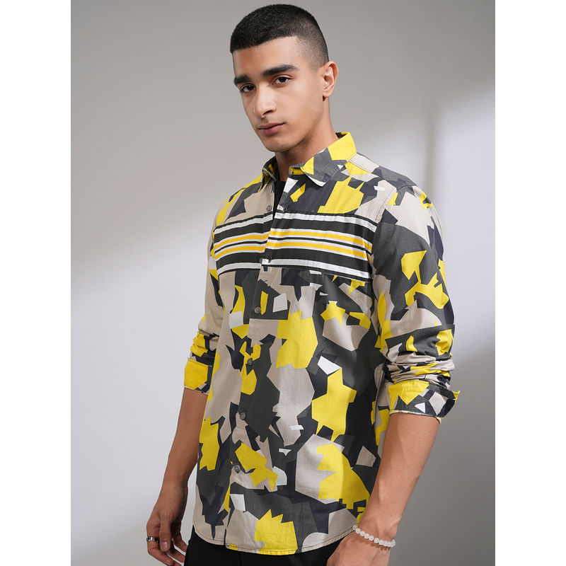 HIGHLANDER Multi-Colour Men's Printed Slim Fit Shirt (L)