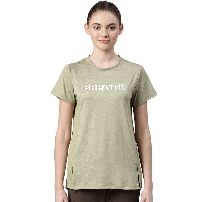 Enamor Womens A306-Dry Fit Antimicrobial & Sweat Wicking Crew Neck T-Shirt-Thai Green (L)