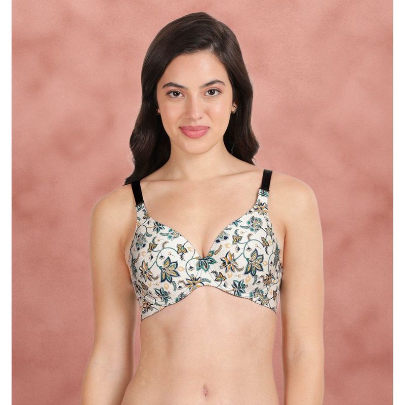 Shyaway HANA Blue Indian Floral Broad Winged Seamless T-Shirt Bra (32B)