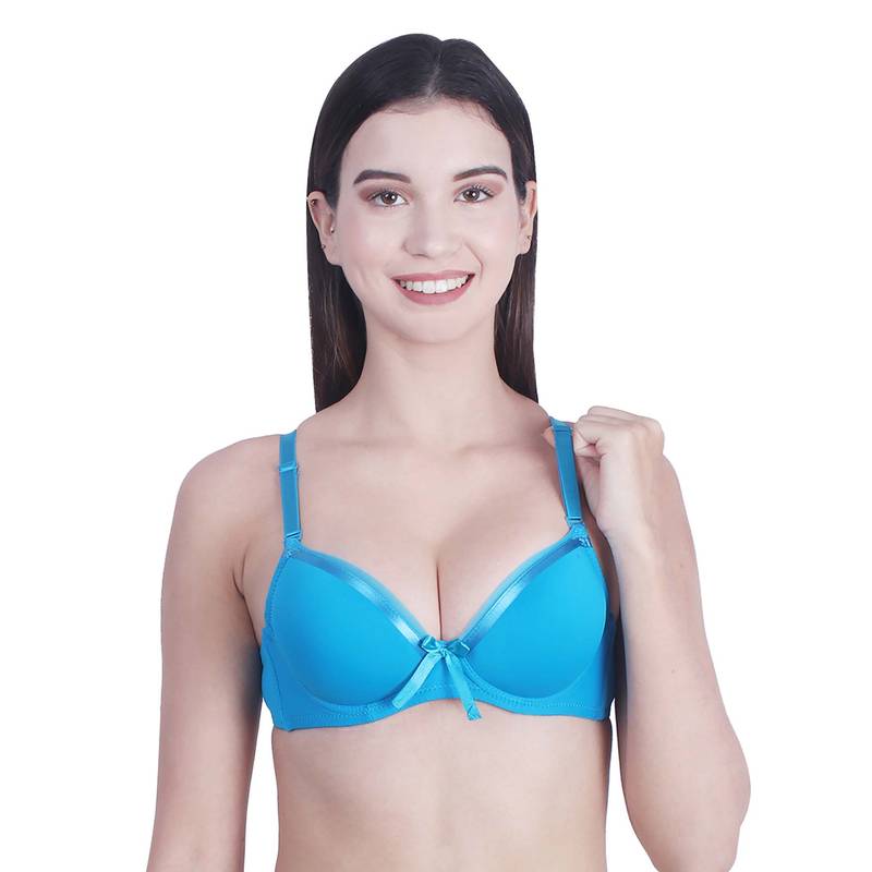 BRACHY Blue Women T-Shirt Heavily Padded Push Up Bra (28B)