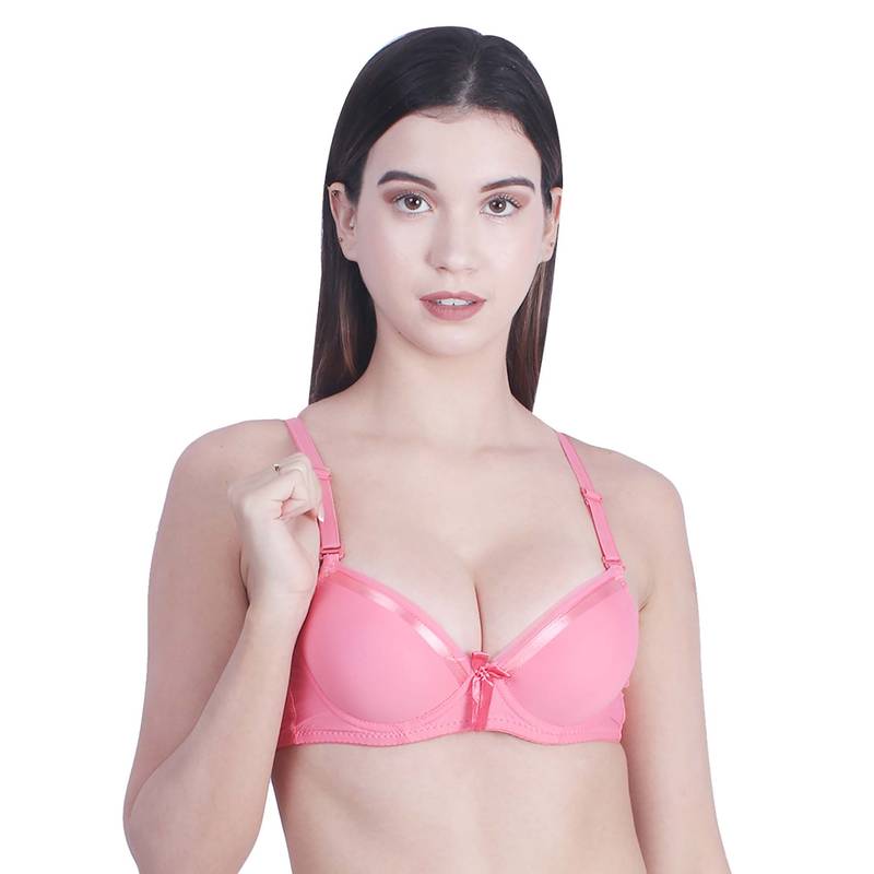 BRACHY Peach Women T-Shirt Heavily Padded Push Up Bra (34A)