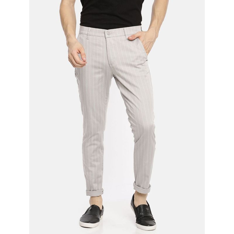 The Indian Garage Co Men Lavender Stripes Chinos (28)