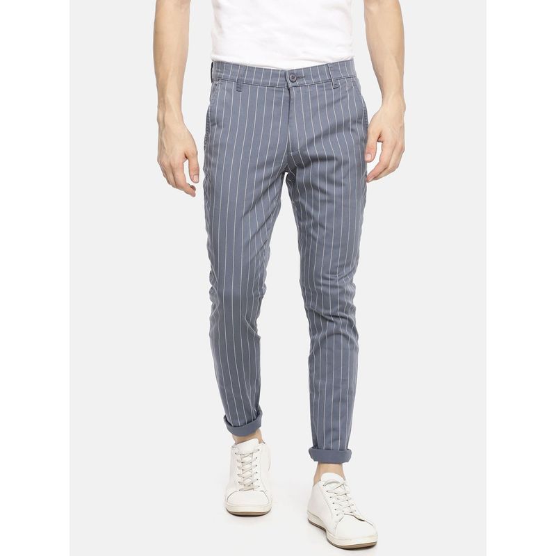The Indian Garage Co Men Blue Stripes Chinos (36)