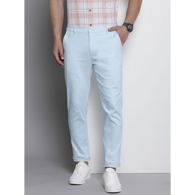 The Indian Garage Co Men Blue Solid/Plain Chinos (36)