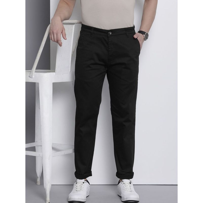 The Indian Garage Co Men Black Solid/Plain Chinos (28)