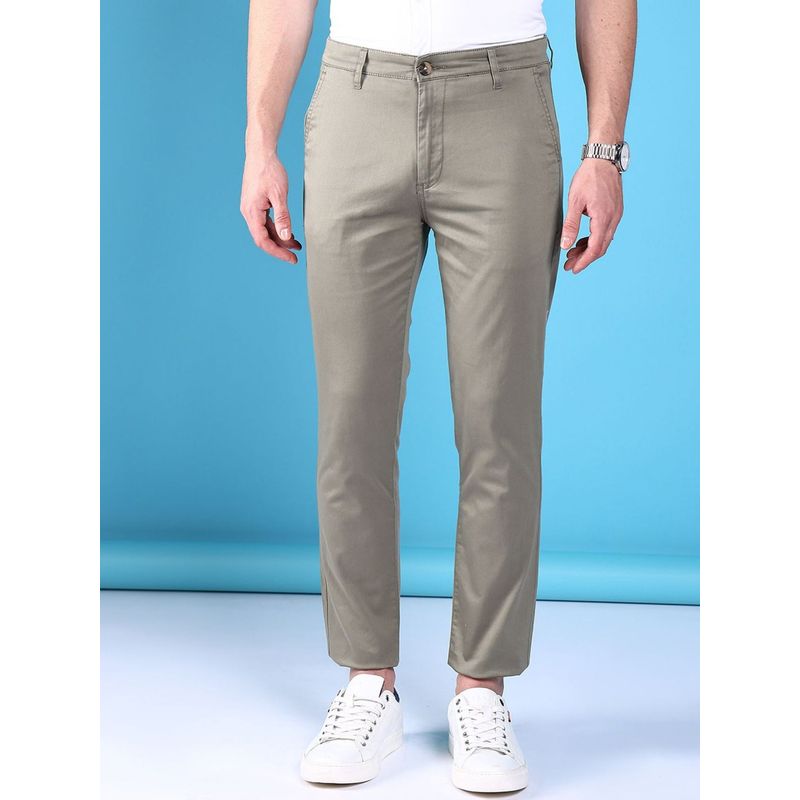 The Indian Garage Co Men Grey Solid/Plain Chinos (30)