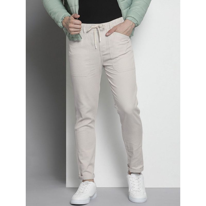 The Indian Garage Co Men White Solid/Plain Trousers (36)