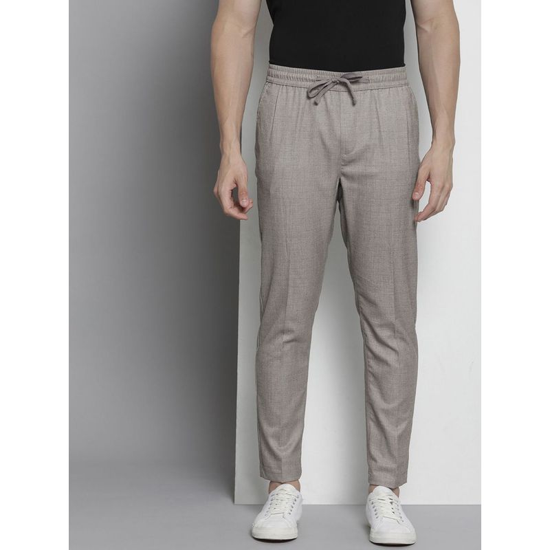 The Indian Garage Co Men Grey Solid/Plain Trousers (34)