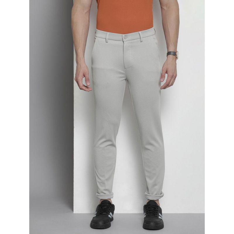 The Indian Garage Co Men Grey Solid/Plain Chinos (30)