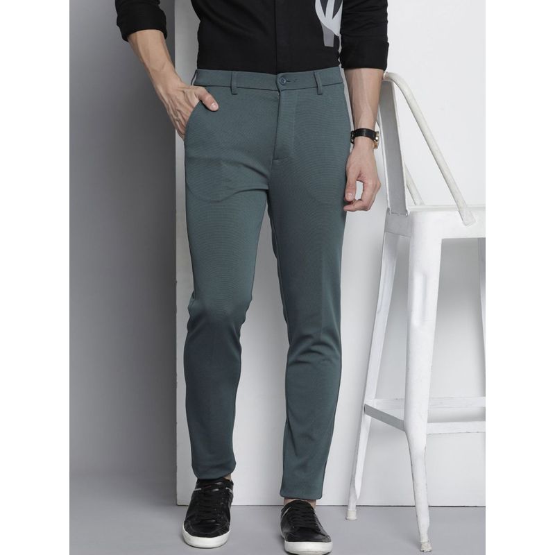 The Indian Garage Co Men Grey Solid/Plain Chinos (36)