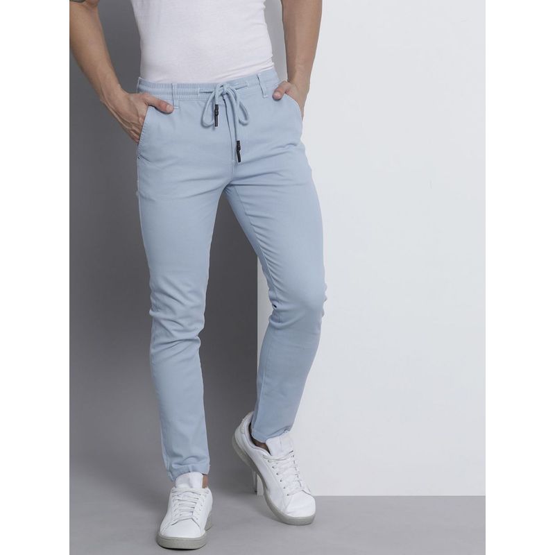 The Indian Garage Co Men Blue Solid/Plain Chinos (28)