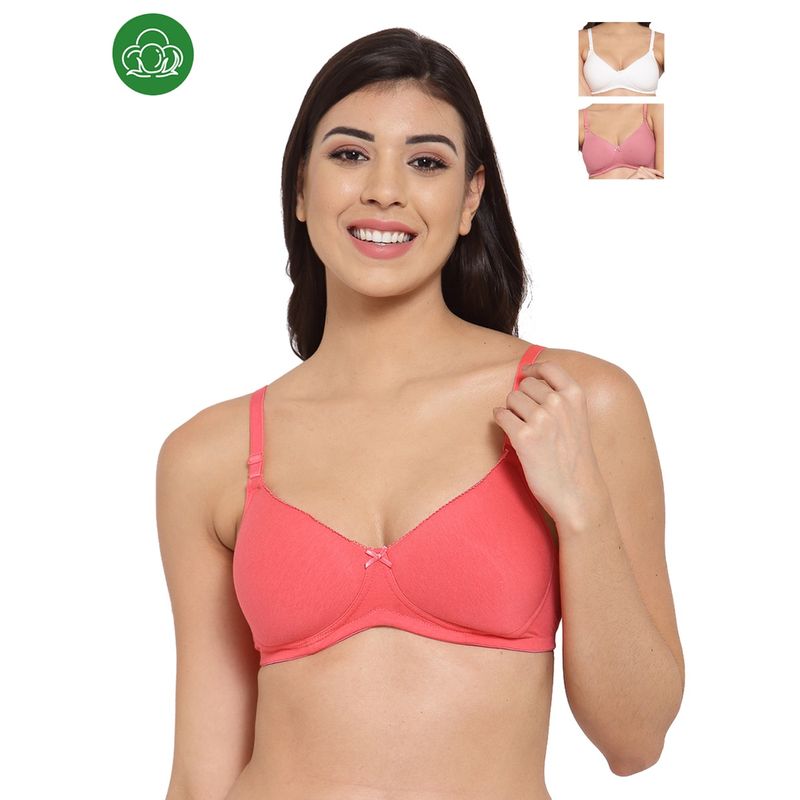 Inner Sense Organic Cotton Antimicrobal Padded T-Shirt Bra -Pack Of 3 -Multi-Color (32D)