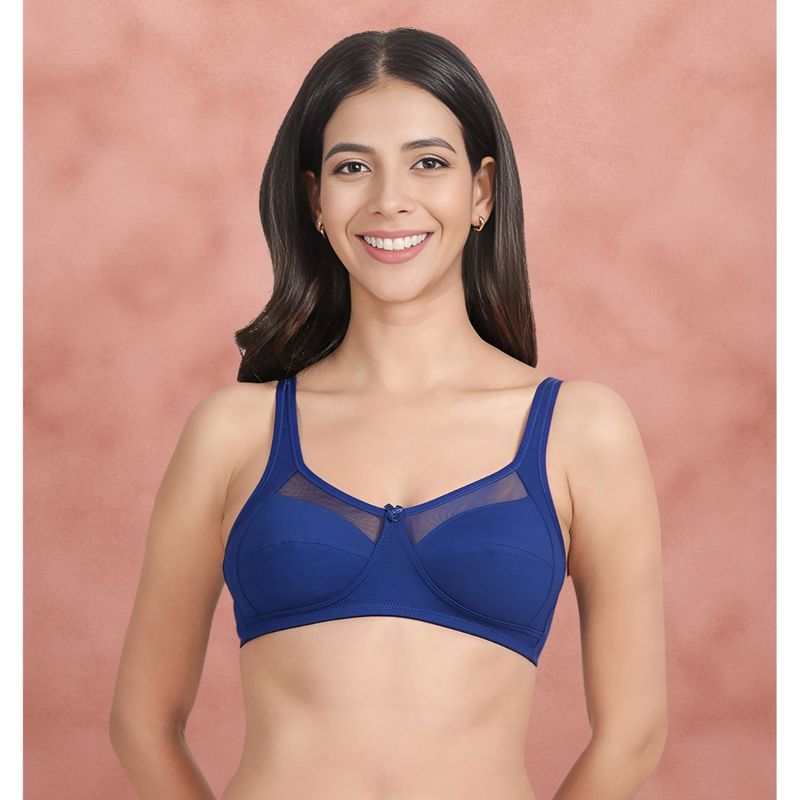 Shyaway Susie By Shyaway Sodalite Blue Mesh Neckline Non Padded Everyday Bra (30B)