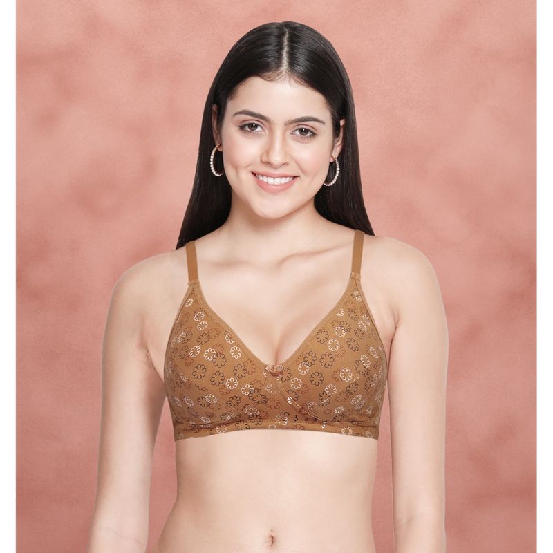 Shyaway Susie By Shyaway Fenugreek Skin Floral Printed Non Padded Bra (30C)