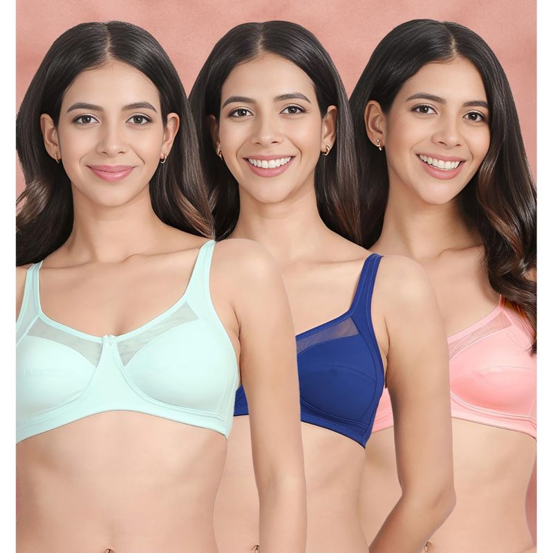 Shyaway Susie By Shyaway Mesh Neckline Non Padded Everyday Bra (Pack of 3) (30B)