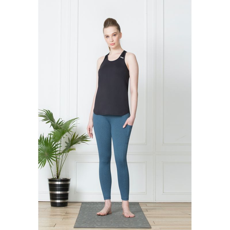 Van Heusen Women Proactive Snug Fit & High Stretch Yoga Pants - Ocean Blue (L)