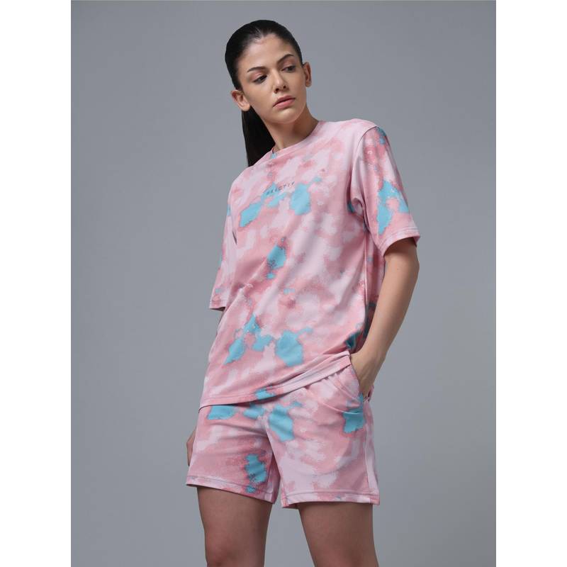 Technosport Women Tie & Dye Slim Fit Sports Co-ord set (S)