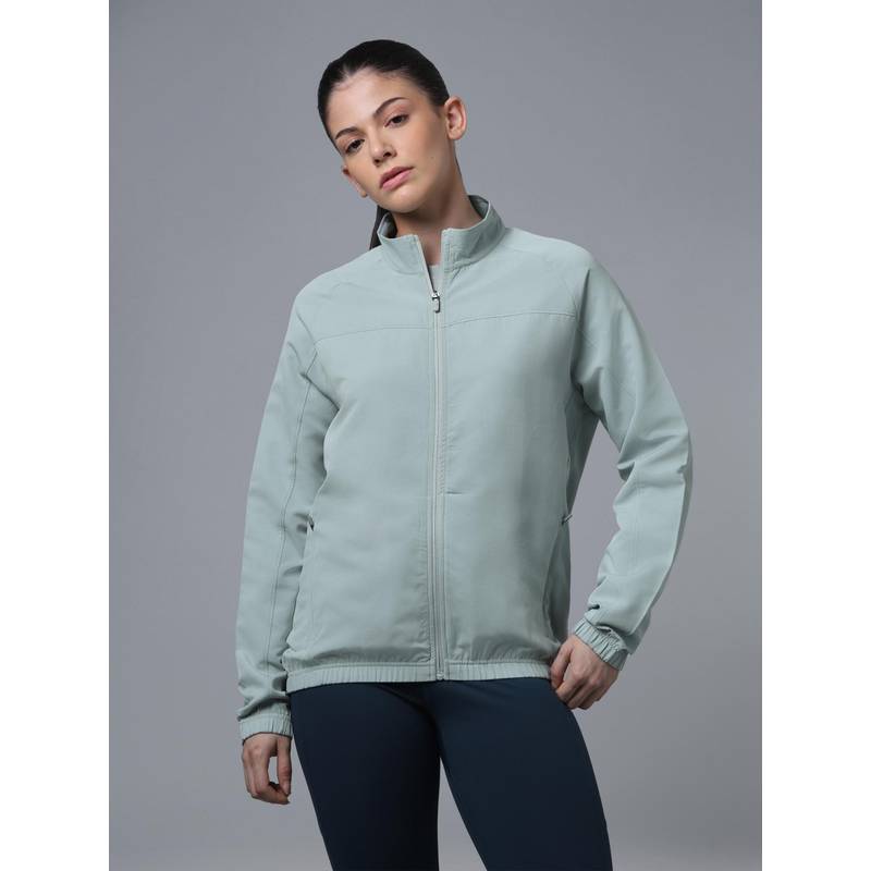Technosport Women Solid Slim Fit Mock Neck Bomber Sports Jacket (S)