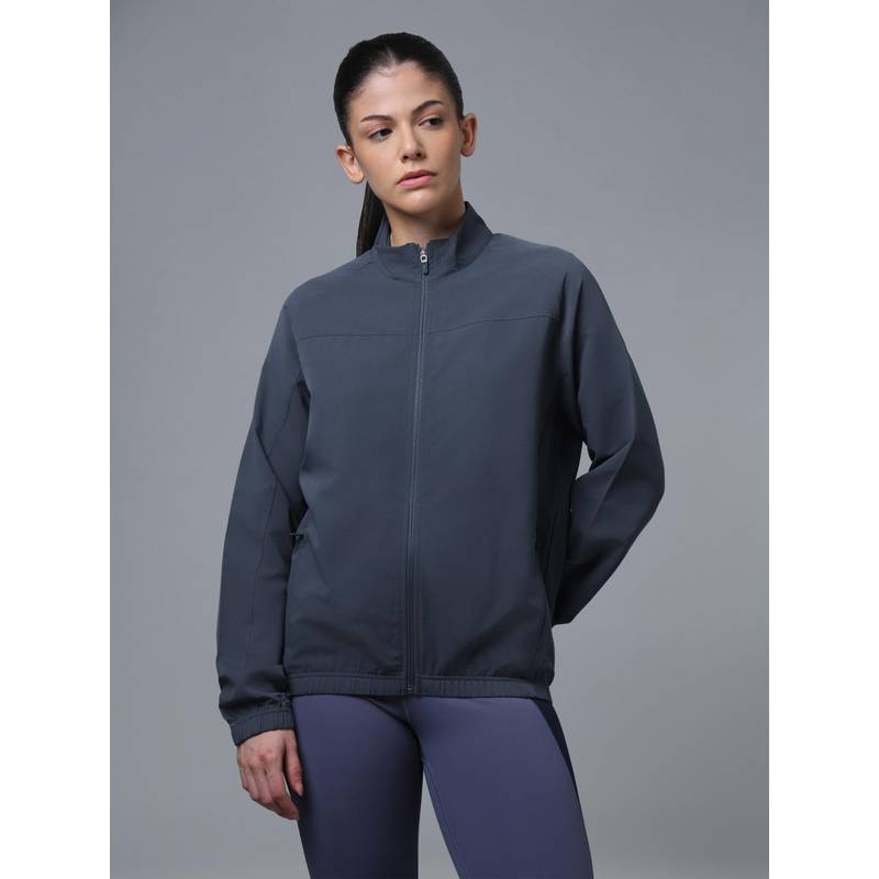 Technosport Women Solid Slim Fit Mock Neck Bomber Sports Jacket (S)