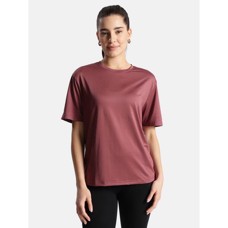 Jockey Women Mw53 Microfiber Breathable Mesh T-shirt- Maroon (L)