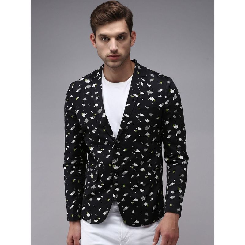 SHOWOFF Men Black Printed Blazer (M)