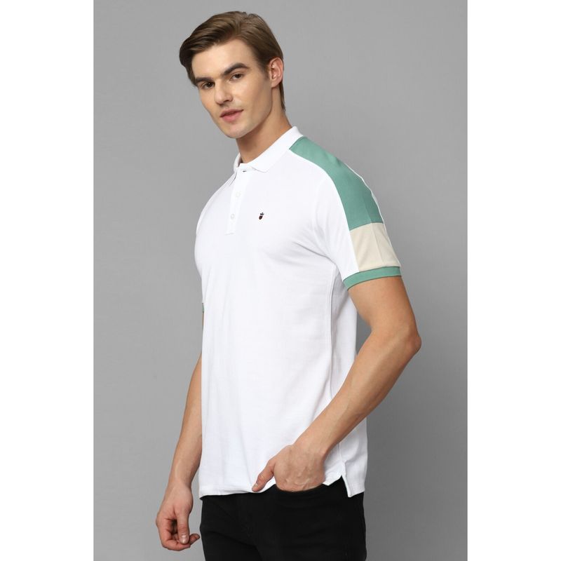 Louis Philippe Men White Solid Polo T-Shirt (XL)