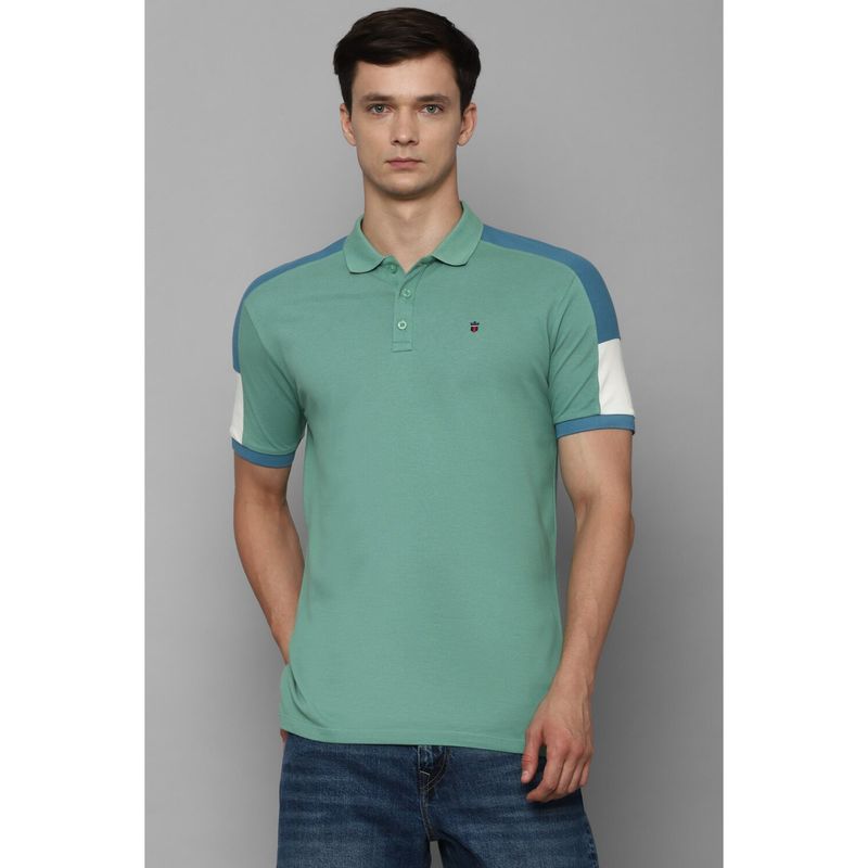 Louis Philippe Men Green Solid Polo T-Shirt (L)