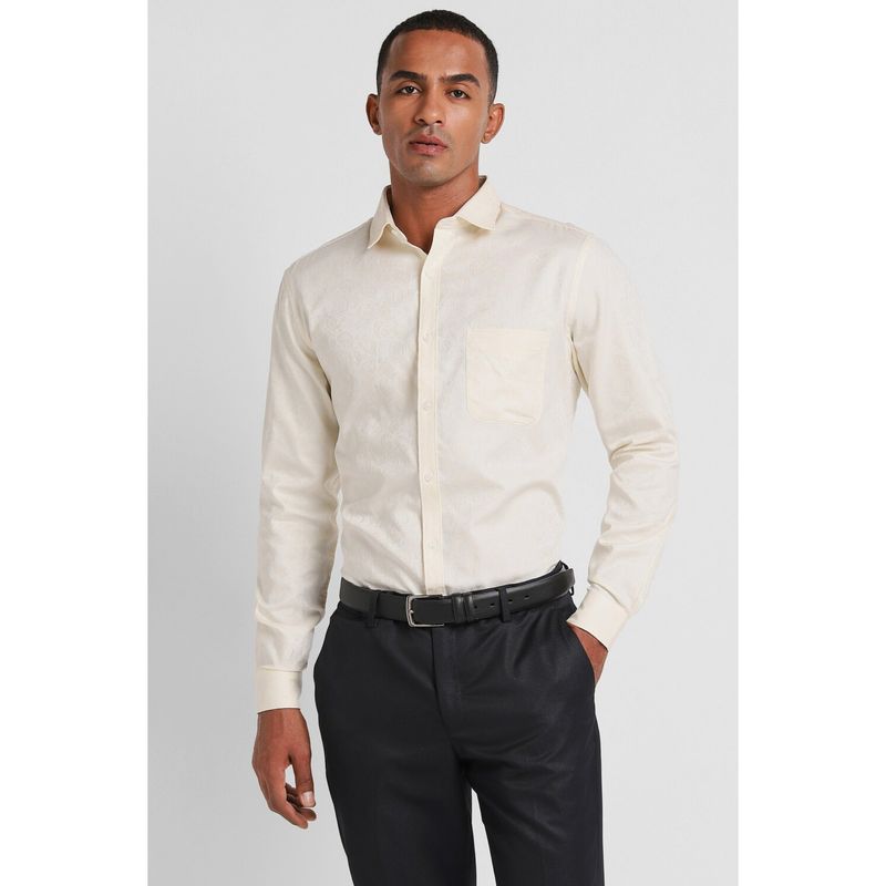 Peter England Men Cream Regular Fit Formal Shirt (38)