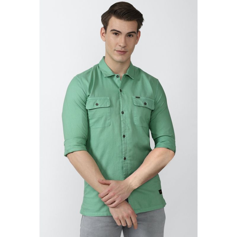 Peter England Men Green Super Slim Fit Casual Shirt (39)