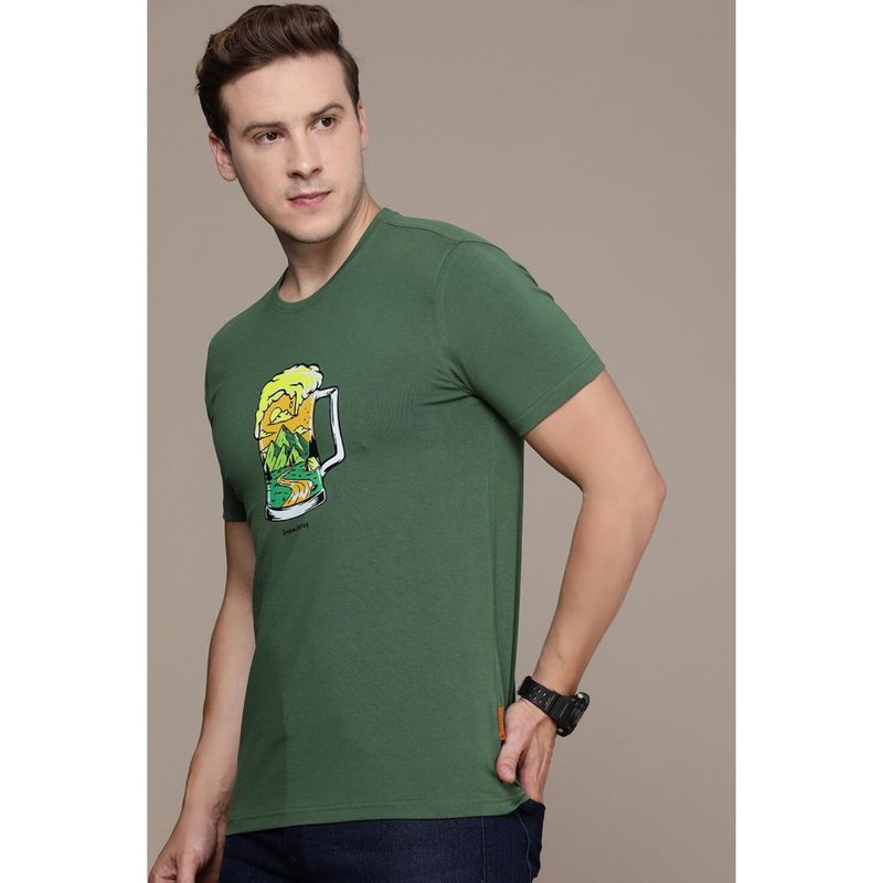 Simon Carter Men Green Graphic Print T-Shirt (S)