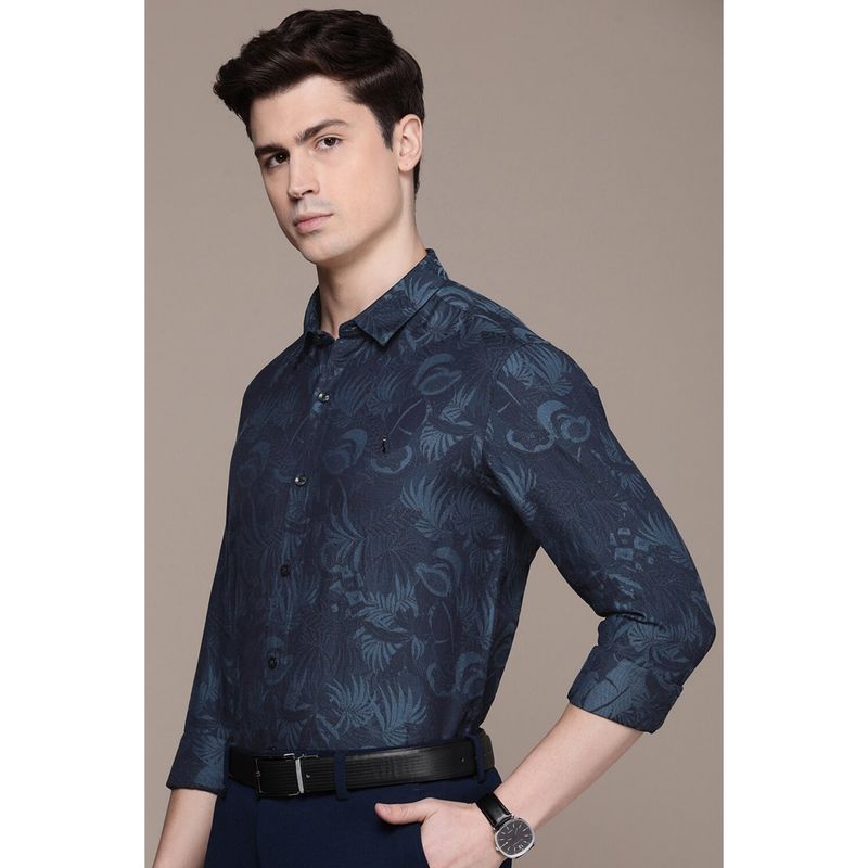 Simon Carter Men Navy Blue Printed Formal Shirt (44)