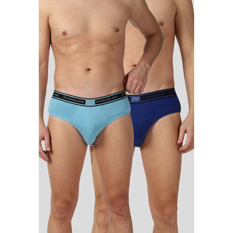 Peter England Men Blue Solid Brief (Pack of 2) (L)
