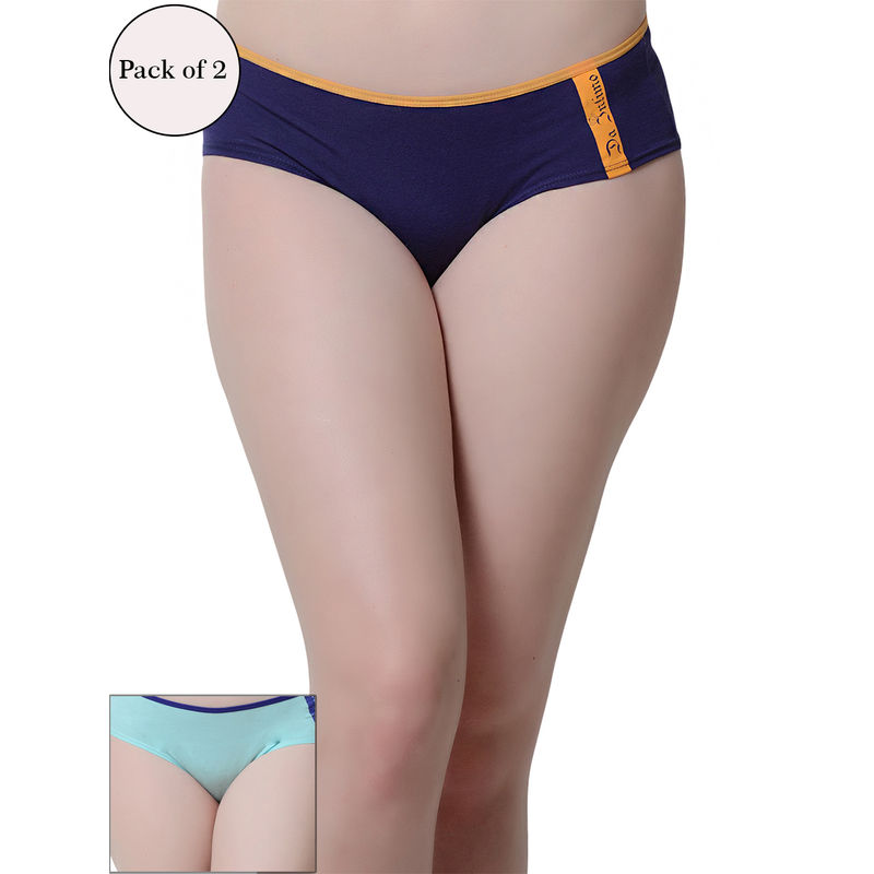 Da Intimo Voilet and Blue Pack of 2 Cotton Panties (M)