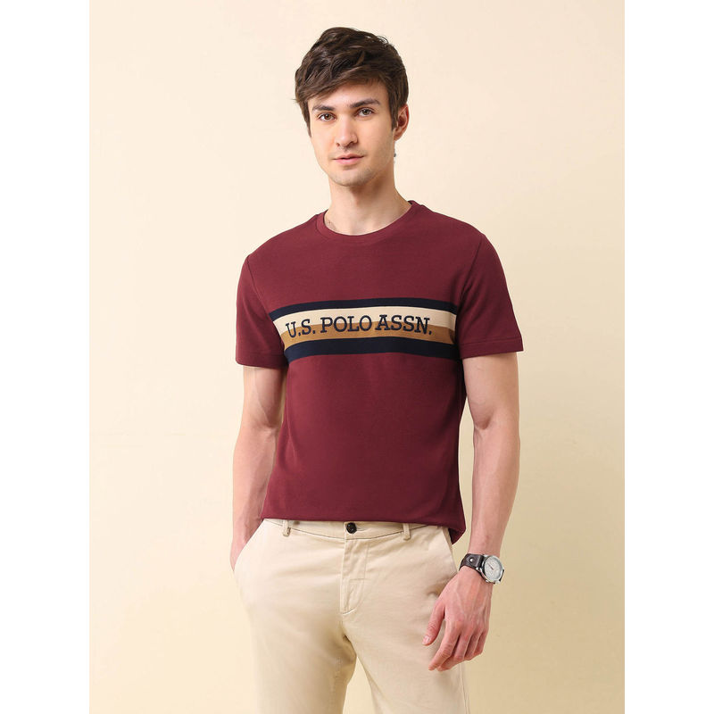 U.S. POLO ASSN. Men's Red Brand Embroidered Gold Cup T-Shirt (M)