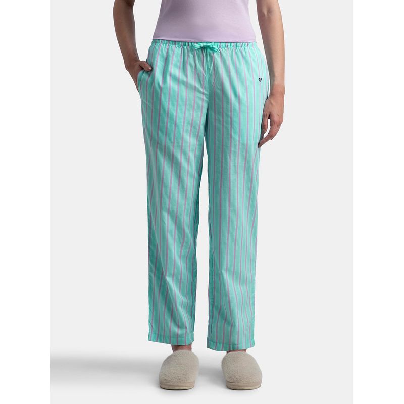 Jockey RX06 Women Super Combed Cotton Woven Fabric Pyjama - Aqua Sky (M)