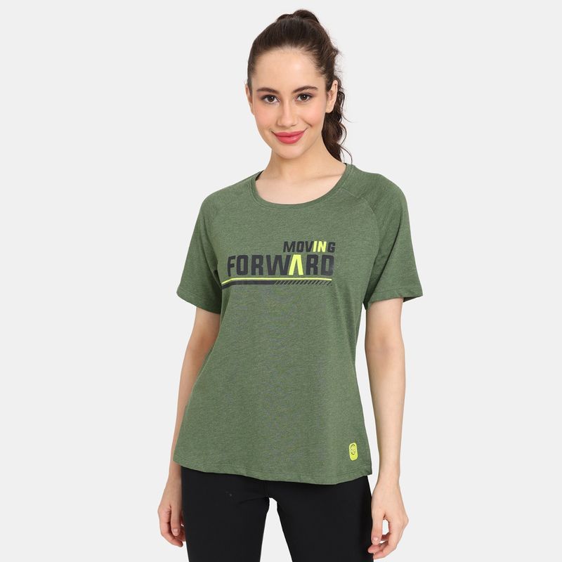 Zivame Rosaline Easy Movement Relaxed T-Shirt - Forest Elf (S)