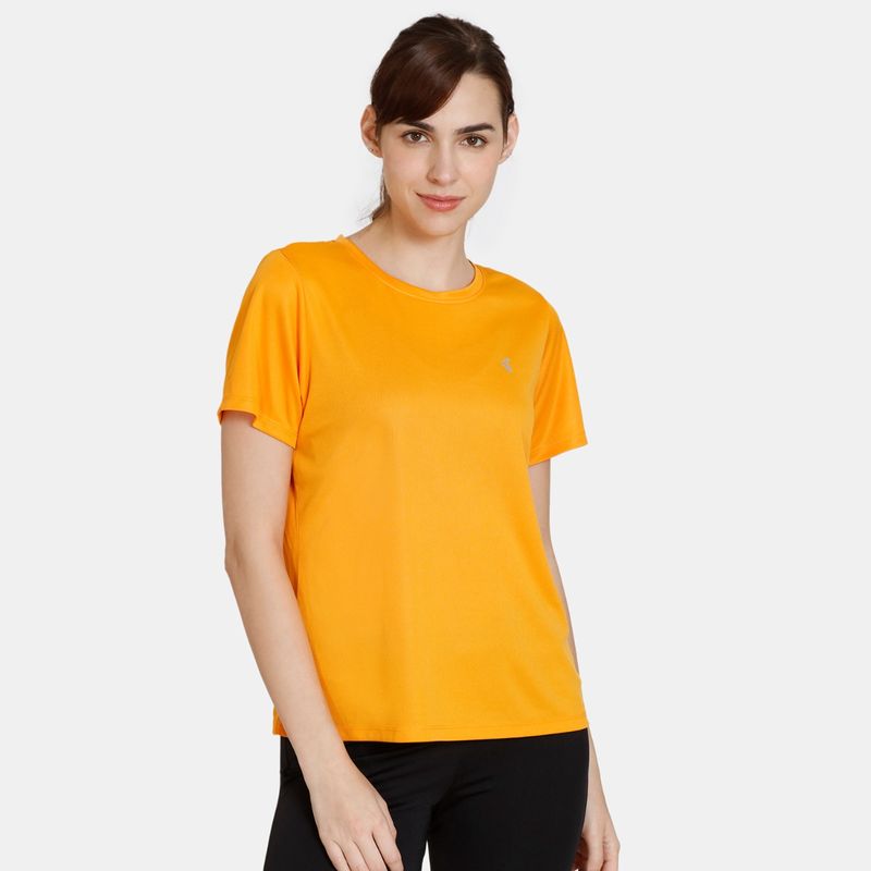 Zivame Zelocity Relaxed Quick Dry T-Shirt - Apricot (M)