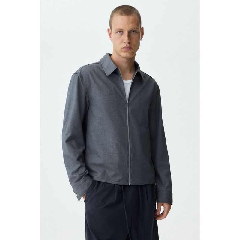 H&M Men Grey Twill Overshirt (S)