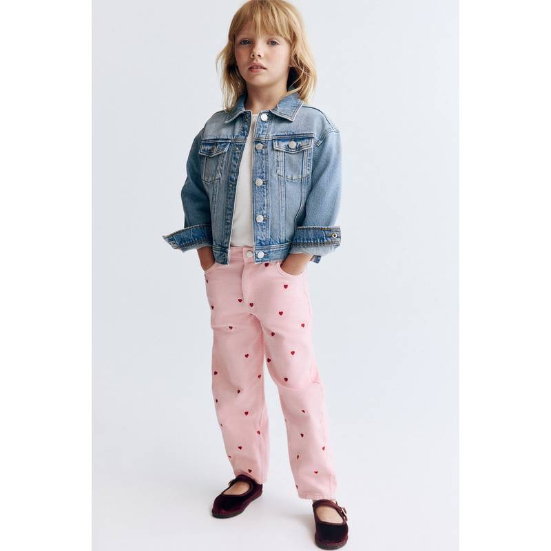 H&M Girls Pink Loose Fit Barrel Jeans (1.5-2 Years)